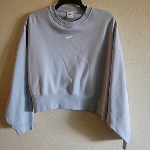 Nike Women's Sky Blue Cropped Sweatshirt